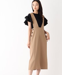 OPAQUE.CLIP | サイドボタンジャンパースカート【洗濯機洗い可／イージーケア】(スカート)