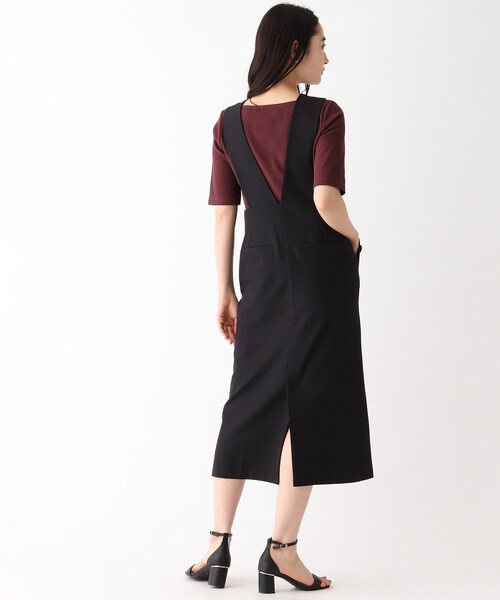 OPAQUE.CLIP（オペークドットクリップ）の「◆サイドボタンジャンパースカート【洗濯機洗い可／イージーケア】（スカート・レディース・サンドベージュ/ブラック・40/38）」の4枚目の写真