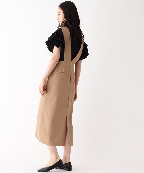 OPAQUE.CLIP（オペークドットクリップ）の「◆サイドボタンジャンパースカート【洗濯機洗い可／イージーケア】（スカート・レディース・サンドベージュ/ブラック・40/38）」の12枚目の写真