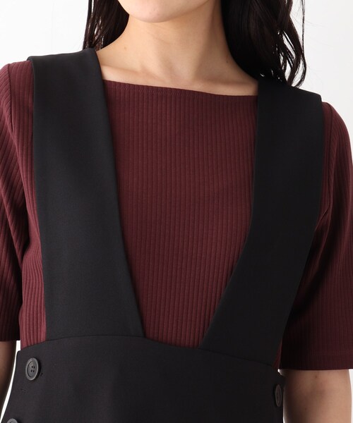 OPAQUE.CLIP（オペークドットクリップ）の「◆サイドボタンジャンパースカート【洗濯機洗い可／イージーケア】（スカート・レディース・サンドベージュ/ブラック・40/38）」の16枚目の写真