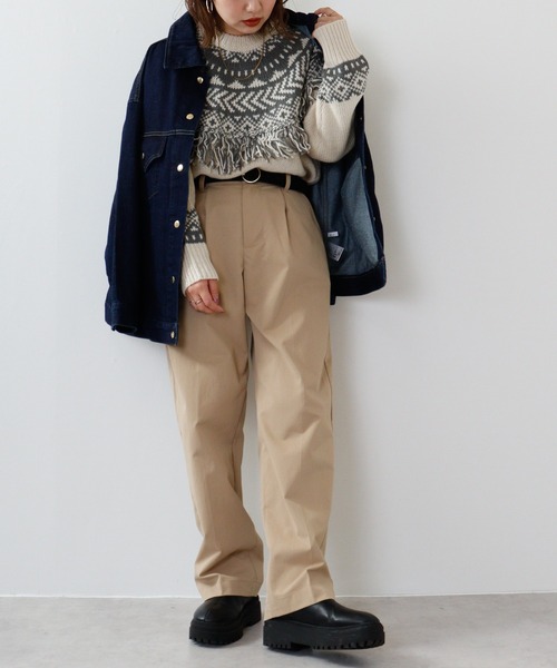 hunch(ハンチ)の「hunch 3.5Gロービング A/Wシングルジャガード PO(ニット/セーター・レディース・チャコール/ライトベージュ/ブルー・FREE)」の15枚目の写真