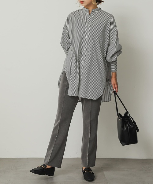 SENSE OF PLACE by URBAN RESEARCH（センスオブプレイスバイアーバンリサーチ）の「センタープレスセミフレアパンツ（スラックス・レディース・グレー/ベージュ/ブラック・X-SMALL/SMALL/TALL/MEDIUM/LARGE）」の12枚目の写真