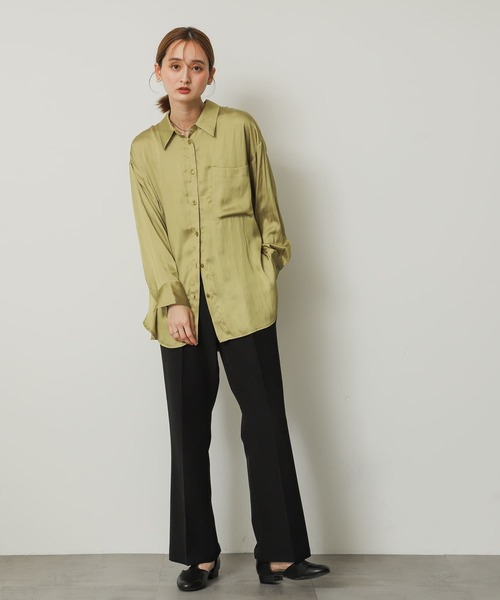 SENSE OF PLACE by URBAN RESEARCH（センスオブプレイスバイアーバンリサーチ）の「センタープレスセミフレアパンツ（スラックス・レディース・グレー/ベージュ/ブラック・X-SMALL/SMALL/TALL/MEDIUM/LARGE）」の18枚目の写真