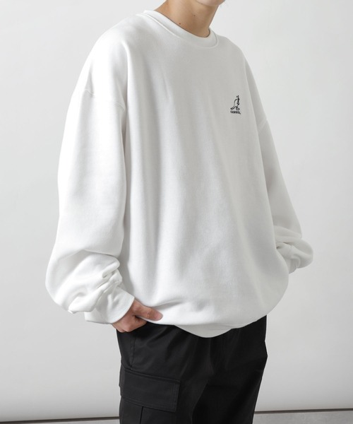 KANGOL（カンゴール）の「【別注】 【KANGOL】 ロゴ 刺繍 ビッグシルエット 長袖 スウェット トレーナー（スウェット・メンズ・ブラック系1/チャコール/ホワイト系/ネイビー系/ブラック/ホワイト/オートミール/グレー系/ブラック系/アイボリー系/アイボリー/ネイビー/ホワイト系1/杢グレー/ダークグリーン/ブルー/グレー系1/ネイビー系1・LARGE/MEDIUM/X-LARGE）」の19枚目の写真