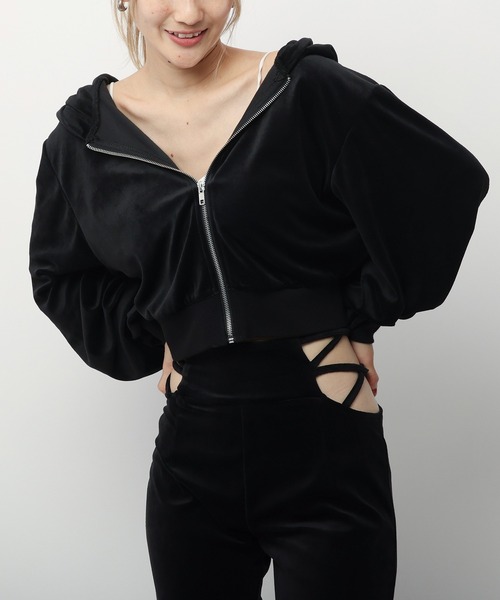 SPIRALGIRL（スパイラルガール）の「コンパクトベロアパーカー（パーカー・レディース・ピンク/ブラック・FREE）」の15枚目の写真