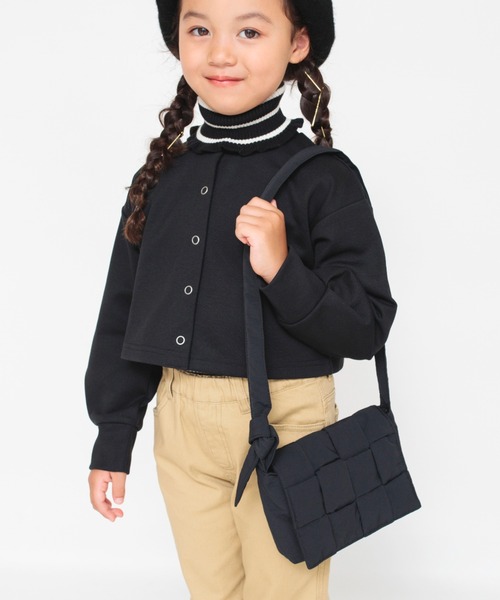 BRANSHES（ブランシェス）の「編みデザインショルダーバッグ（ショルダーバッグ・キッズ・アイボリー/ブラック・FREE）」の2枚目の写真