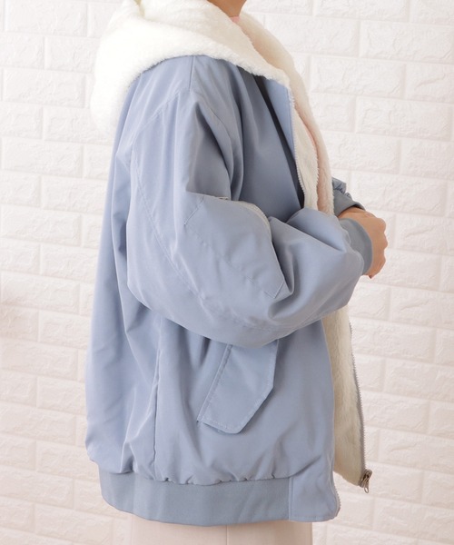 Lace Ladies（レースレディース）の「リバーシブルフーデットMA-1ゆるジャケット（MA-1・レディース・ブルー/アイボリー/ブラック・FREE）」の13枚目の写真