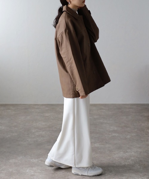 r.（アールドット）の「ステンカラーフェイクレザージャケット（ブルゾン・レディース・ベージュ/ブラウン/ブラック/アイボリー・FREE）」の9枚目の写真