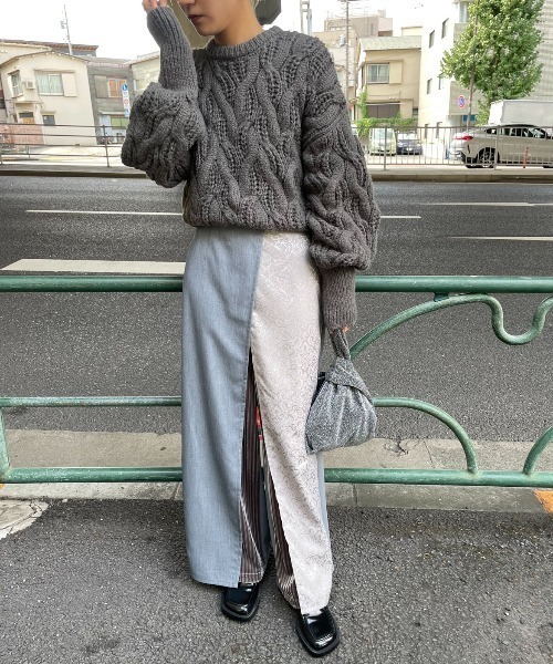 AIC.(エーアイシー)の「ジャガード/ベロアコンビネーションラップパンツ(その他パンツ・レディース・ネイビー/ブラック/グレー・FREE)」の12枚目の写真