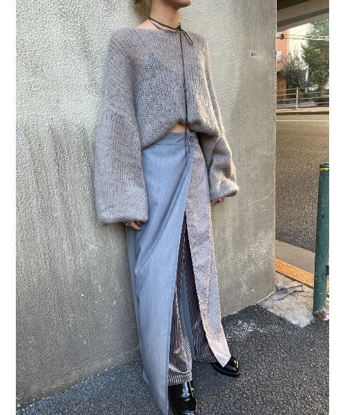 AIC.(エーアイシー)の「ジャガード/ベロアコンビネーションラップパンツ(その他パンツ・レディース・ネイビー/ブラック/グレー・FREE)」の6枚目の写真
