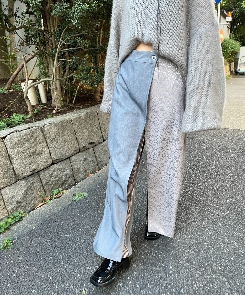 AIC.(エーアイシー)の「ジャガード/ベロアコンビネーションラップパンツ(その他パンツ・レディース・ネイビー/ブラック/グレー・FREE)」の8枚目の写真