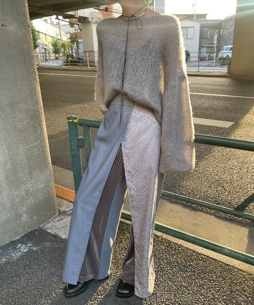 AIC.(エーアイシー)の「ジャガード/ベロアコンビネーションラップパンツ(その他パンツ・レディース・ネイビー/ブラック/グレー・FREE)」の9枚目の写真