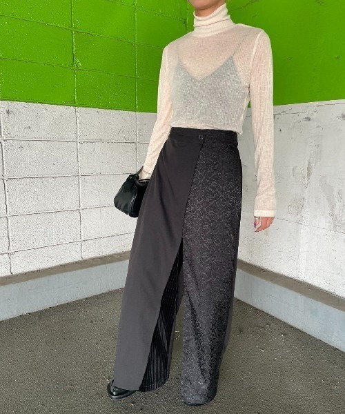 AIC.(エーアイシー)の「ジャガード/ベロアコンビネーションラップパンツ(その他パンツ・レディース・ネイビー/ブラック/グレー・FREE)」の20枚目の写真
