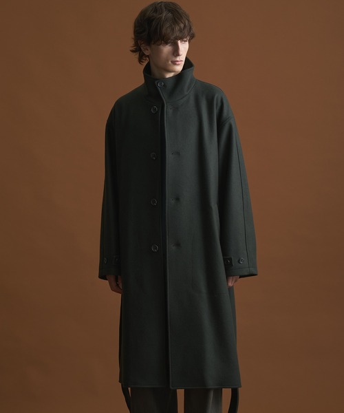 Super140s マルチウェイ メルトンオーバーサイズスタンドコート / 保温