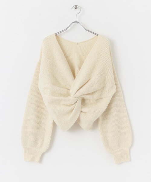 HEYUMM（ヘユム）の「2WAYツイストデザインセーター（ニット/セーター・レディース・ブラック/ベージュ/アイボリー・ONE）」の12枚目の写真