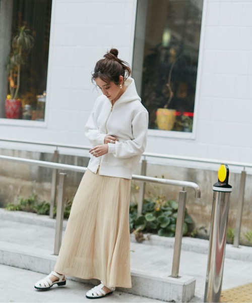 NANO universe（ナノユニバース）の「【追加生産】WEB限定 テックダンボールダブルジップパーカー（パーカー・レディース・ホワイト/ブラック/ライトベージュ/グレー・FREE）」の17枚目の写真