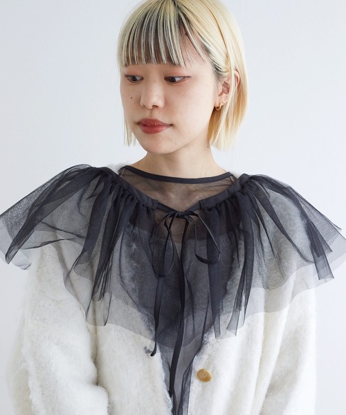 w closet（ダブルクローゼット）の「付け衿付きフリルチュールブラウス