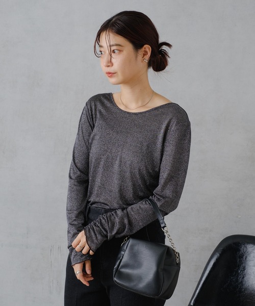 Kastane（カスタネ）の「ラメカットプルオーバー（Tシャツ/カットソー・レディース・シルバー/ブラック/イエロー・FREE）」の12枚目の写真