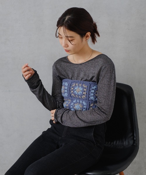 Kastane（カスタネ）の「ラメカットプルオーバー（Tシャツ/カットソー・レディース・シルバー/ブラック/イエロー・FREE）」の20枚目の写真