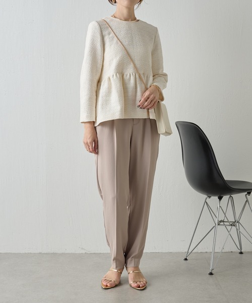 COLLAGE GALLARDAGALANTE（コラージュガリャルダガランテ）の「ジャージスリムテーパードパンツ/セットアップ可（スラックス・レディース・イエロー/ブラック/ベージュ/チャコールグレー/ブラウン・1/0/PS/TM）」の21枚目の写真