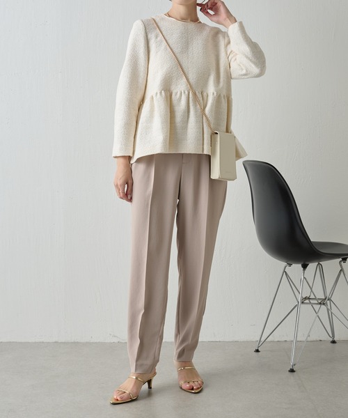 COLLAGE GALLARDAGALANTE（コラージュガリャルダガランテ）の「ジャージスリムテーパードパンツ/セットアップ可（スラックス・レディース・イエロー/ブラック/ベージュ/チャコールグレー/ブラウン・1/0/PS/TM）」の16枚目の写真