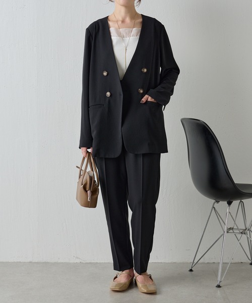 COLLAGE GALLARDAGALANTE（コラージュガリャルダガランテ）の「ジャージスリムテーパードパンツ/セットアップ可（スラックス・レディース・イエロー/ブラック/ベージュ/チャコールグレー/ブラウン・1/0/PS/TM）」の6枚目の写真