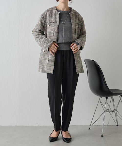 COLLAGE GALLARDAGALANTE（コラージュガリャルダガランテ）の「ジャージスリムテーパードパンツ/セットアップ可（スラックス・レディース・イエロー/ブラック/ベージュ/チャコールグレー/ブラウン・1/0/PS/TM）」の15枚目の写真