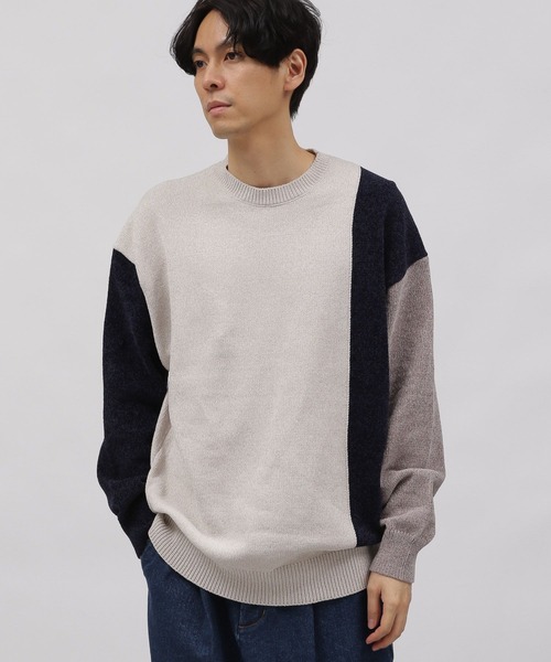 LAKOLE（ラコレ）の「マットモールキリカエプルオーバー2 / 976912（ニット/セーター・メンズ・チャコール/グレー/オフホワイト/アイボリー・MEDIUM/X-LARGE/LARGE）」の4枚目の写真