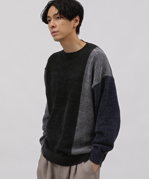 LAKOLE（ラコレ）の「マットモールキリカエプルオーバー2 / 976912（ニット/セーター・メンズ・チャコール/グレー/オフホワイト/アイボリー・MEDIUM/X-LARGE/LARGE）」の3枚目の写真