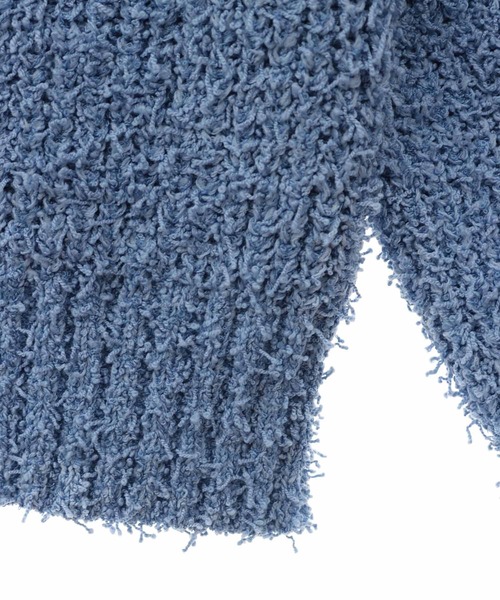 31 Sons de mode（トランテアン　ソン　ドゥ　モード）の「カールヤーンＶネックニット（ニット/セーター・レディース・ブラック×ホワイト/オフホワイト/ピンク/ブルー・36）」の7枚目の写真