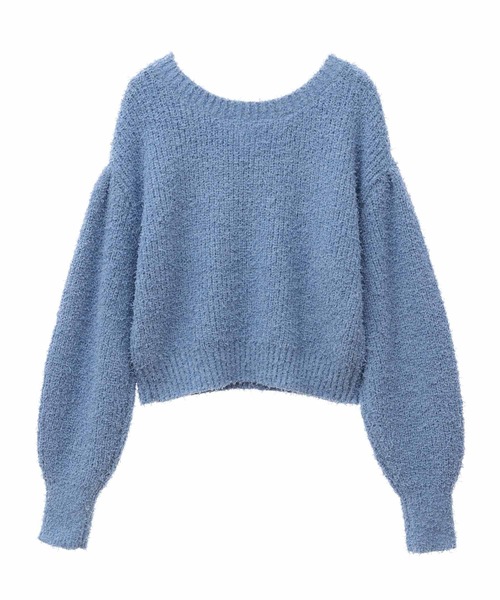 31 Sons de mode（トランテアン　ソン　ドゥ　モード）の「カールヤーンＶネックニット（ニット/セーター・レディース・ブラック×ホワイト/オフホワイト/ピンク/ブルー・36）」の8枚目の写真