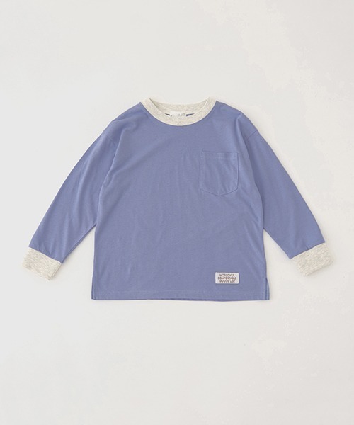 b・ROOM(ビールーム)の「【型崩れしないやわらかコットン】バイカラーポケットTシャツ(Tシャツ/カットソー・キッズ・グレイッシュブルー/ライラック/オートミール/ベージュ/チャコール・120cm/130cm/100cm/110cm/140cm/150cm)」の21枚目の写真