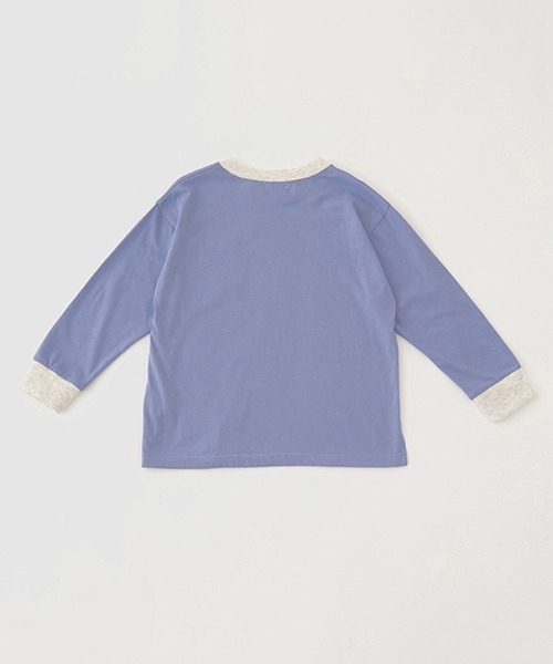 b・ROOM(ビールーム)の「【型崩れしないやわらかコットン】バイカラーポケットTシャツ(Tシャツ/カットソー・キッズ・グレイッシュブルー/ライラック/オートミール/ベージュ/チャコール・120cm/130cm/100cm/110cm/140cm/150cm)」の16枚目の写真