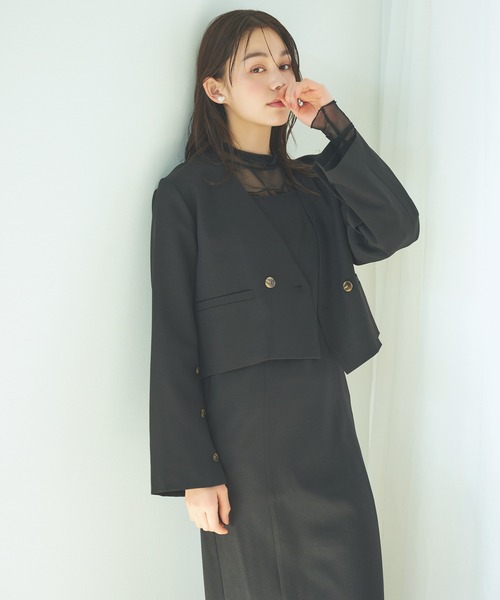 mysty woman（ミスティウーマン）の「ノーカラーショートジャケット　104186（ノーカラージャケット・レディース・モカ/ブラック・FREE）」の20枚目の写真