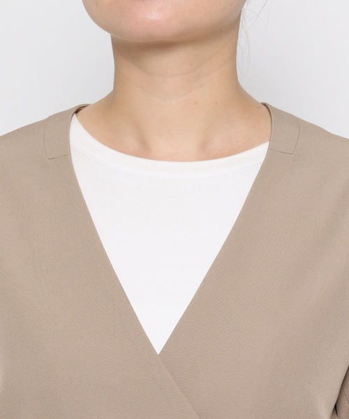 mysty woman（ミスティウーマン）の「ノーカラーショートジャケット　104186（ノーカラージャケット・レディース・モカ/ブラック・FREE）」の9枚目の写真