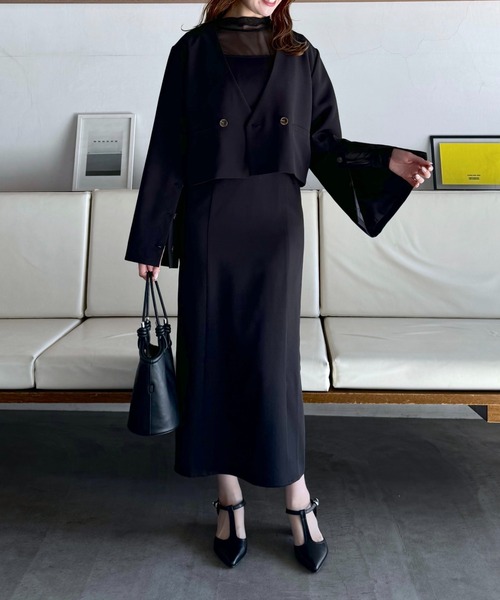 mysty woman（ミスティウーマン）の「ノーカラーショートジャケット　104186（ノーカラージャケット・レディース・モカ/ブラック・FREE）」の21枚目の写真