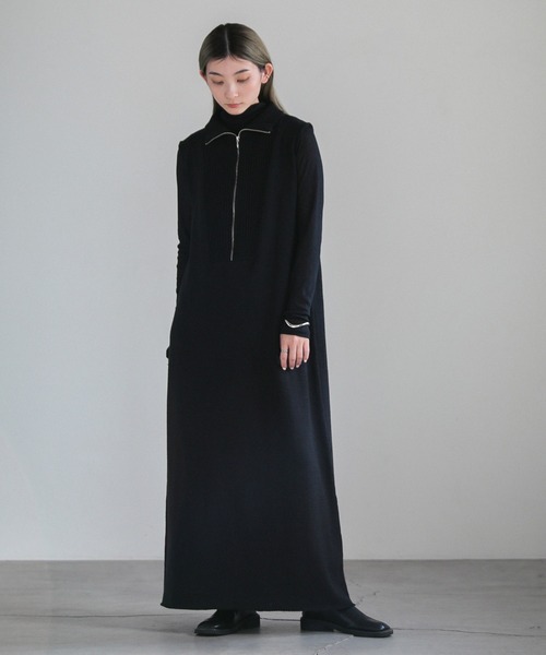 select MOCA(セレクトモカ)の「コットンニットベストワンピース(ワンピース・レディース・ブラック/グレー・MEDIUM/LARGE)」の1枚目の写真