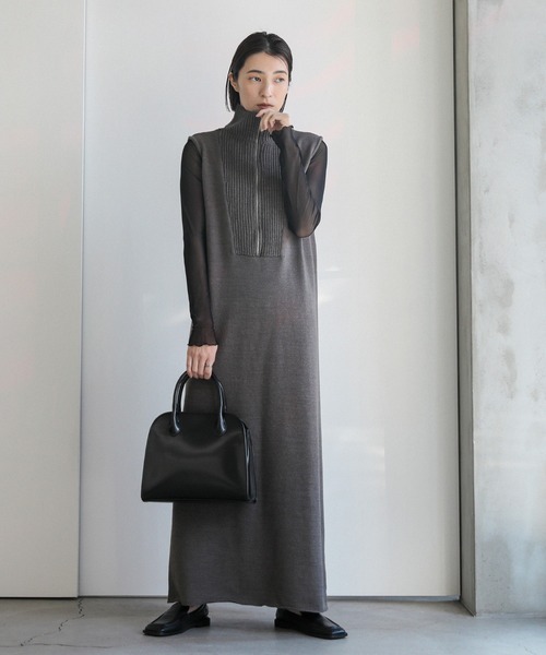 select MOCA(セレクトモカ)の「コットンニットベストワンピース(ワンピース・レディース・ブラック/グレー・MEDIUM/LARGE)」の3枚目の写真