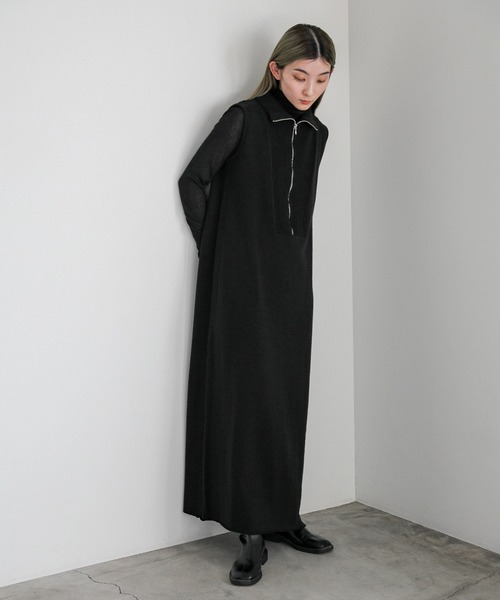 select MOCA(セレクトモカ)の「コットンニットベストワンピース(ワンピース・レディース・ブラック/グレー・MEDIUM/LARGE)」の4枚目の写真