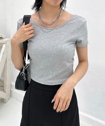 SPIRALGIRL | パット付きバックオープンリブトップス(Tシャツ/カットソー)