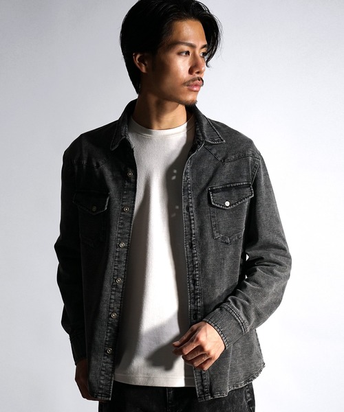 SOMEDIFF(サムディフ)の「【SOMEDIFF】ウエスタンカットデニムシャツ メンズ 春服 冬服(シャツ/ブラウス・メンズ・ブラック/ライトブラック/インディゴブルー/ライトブルー・L/XL/M)」の1枚目の写真