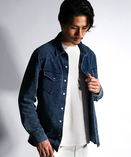 SOMEDIFF(サムディフ)の「【SOMEDIFF】ウエスタンカットデニムシャツ メンズ 春服 冬服(シャツ/ブラウス・メンズ・ブラック/ライトブラック/インディゴブルー/ライトブルー・L/XL/M)」の13枚目の写真