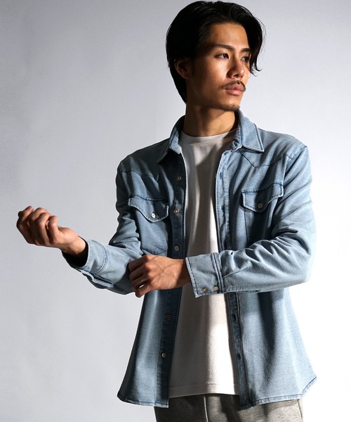 SOMEDIFF(サムディフ)の「【SOMEDIFF】ウエスタンカットデニムシャツ メンズ 春服 冬服(シャツ/ブラウス・メンズ・ブラック/ライトブラック/インディゴブルー/ライトブルー・L/XL/M)」の15枚目の写真