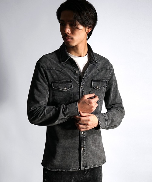 SOMEDIFF(サムディフ)の「【SOMEDIFF】ウエスタンカットデニムシャツ メンズ 春服 冬服(シャツ/ブラウス・メンズ・ブラック/ライトブラック/インディゴブルー/ライトブルー・L/XL/M)」の20枚目の写真