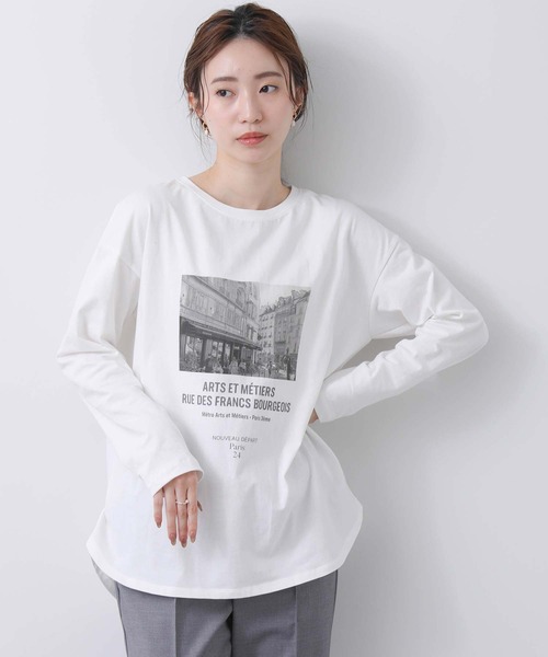Gready Brilliant(グレディブリリアン)の「天竺PARISフォトカットソー(Tシャツ/カットソー・レディース・オフホワイト/ベージュ・38)」の1枚目の写真