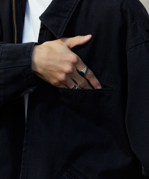 FREAK'S STORE（フリークスストア）の「FREAK’S STORE/フリークスストア USED加工 デニムブルゾン（デニムジャケット・メンズ・ブラック/ネイビー/サックスブルー・MEDIUM/LARGE）」の5枚目の写真