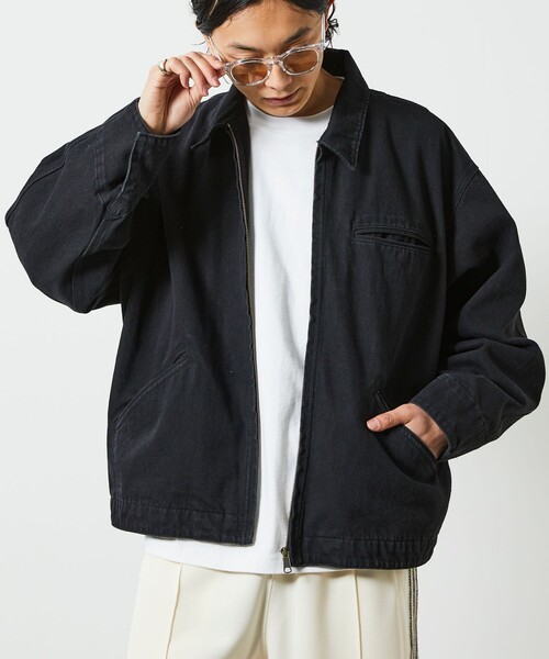 FREAK'S STORE（フリークスストア）の「FREAK’S STORE/フリークスストア USED加工 デニムブルゾン（デニムジャケット・メンズ・ブラック/ネイビー/サックスブルー・MEDIUM/LARGE）」の19枚目の写真