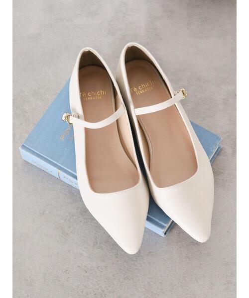 Te chichi TERRASSE（テチチテラス）の「ストラップポインテッドパンプス（パンプス・レディース・オフホワイト/ブラック/ブルー・M/L）」の2枚目の写真