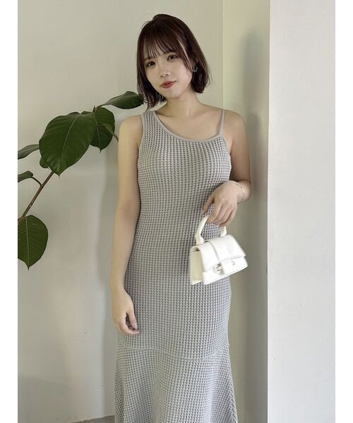 dazzlin ワッフルリブワンピース dazzlin ラッフルカラー付長袖ドッキングカットリブワンピース