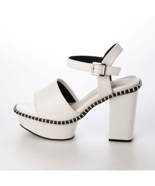 Mafmof(マフモフ)の「Mafmof(マフモフ)10cmヒール厚底ステッチサンダル(サンダル・レディース・ホワイト/ブラック系その他/ブラック系その他2/ブラック・S/M/L/LL)」の21枚目の写真